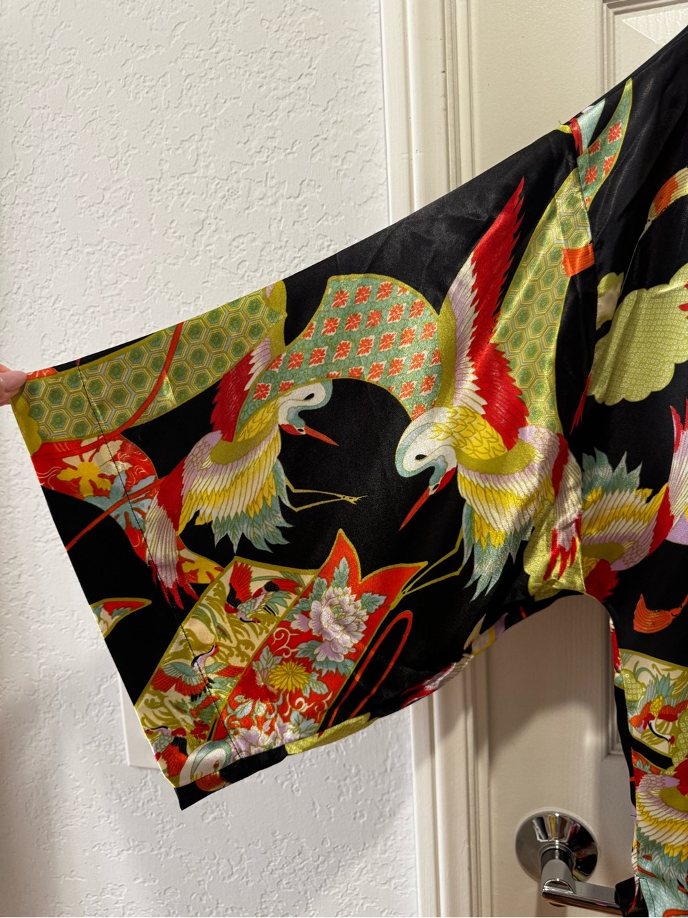Natori Asian-inspired Crane and Floral Pajama Set XL - Picture 7 of 10